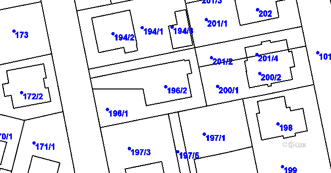 Parcela st. 196/2 v KÚ Libuš, Katastrální mapa