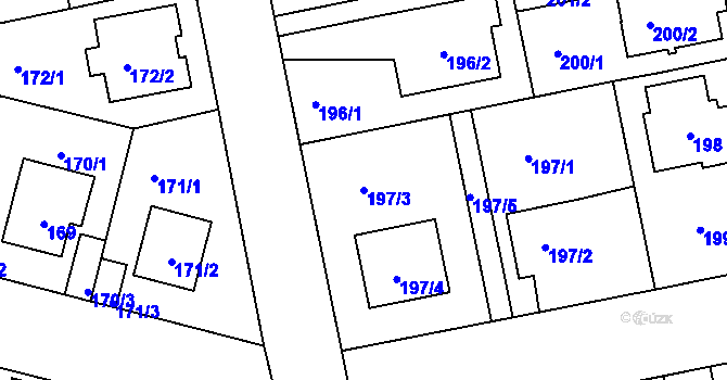 Parcela st. 197/3 v KÚ Libuš, Katastrální mapa