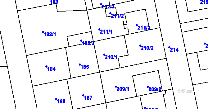 Parcela st. 210/1 v KÚ Libuš, Katastrální mapa
