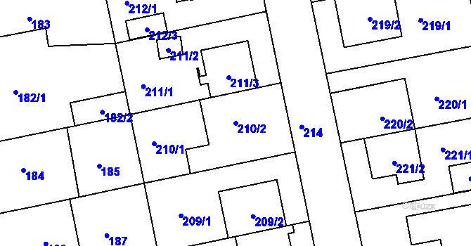 Parcela st. 210/2 v KÚ Libuš, Katastrální mapa