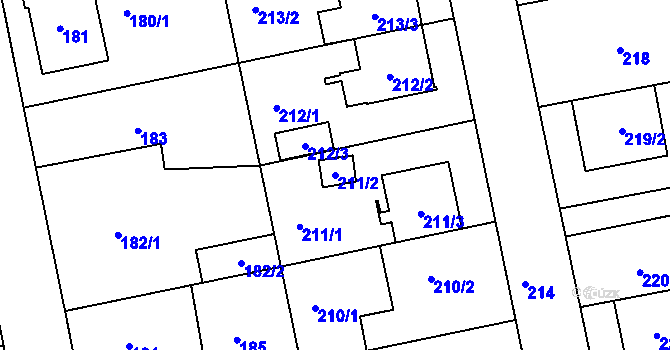 Parcela st. 211/2 v KÚ Libuš, Katastrální mapa