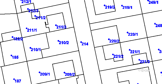 Parcela st. 214 v KÚ Libuš, Katastrální mapa