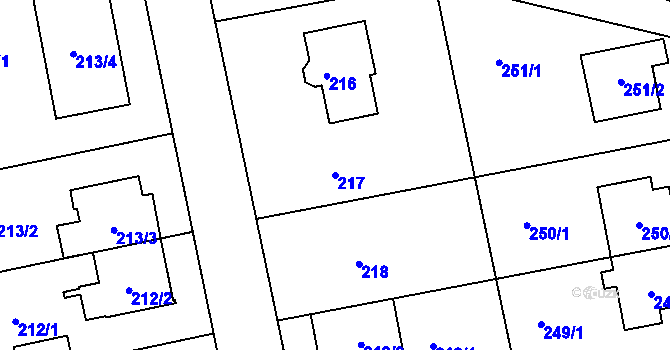 Parcela st. 217 v KÚ Libuš, Katastrální mapa