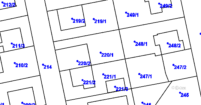 Parcela st. 220/1 v KÚ Libuš, Katastrální mapa