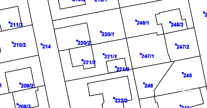 Parcela st. 221/1 v KÚ Libuš, Katastrální mapa