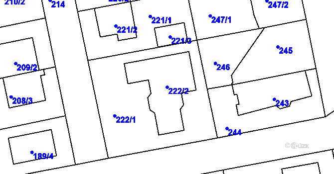 Parcela st. 222/2 v KÚ Libuš, Katastrální mapa