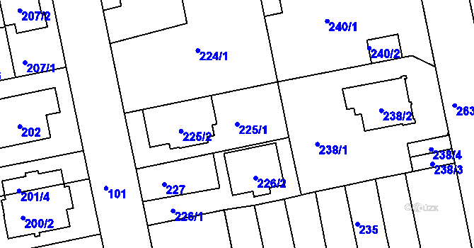 Parcela st. 225/1 v KÚ Libuš, Katastrální mapa