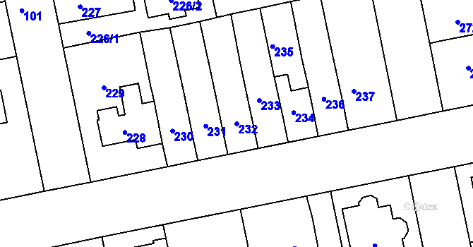 Parcela st. 232 v KÚ Libuš, Katastrální mapa