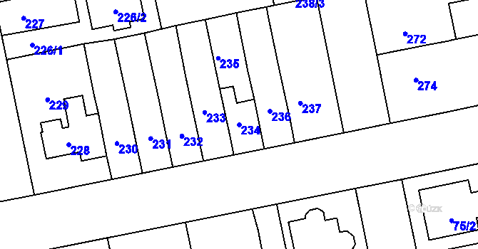 Parcela st. 234 v KÚ Libuš, Katastrální mapa