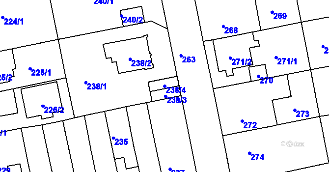 Parcela st. 238/4 v KÚ Libuš, Katastrální mapa