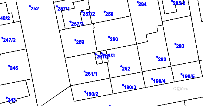 Parcela st. 261/3 v KÚ Libuš, Katastrální mapa