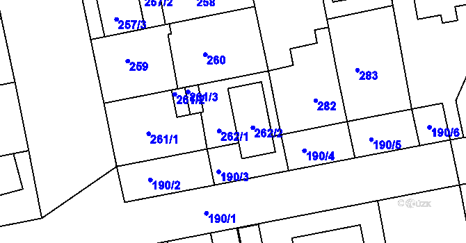 Parcela st. 262 v KÚ Libuš, Katastrální mapa