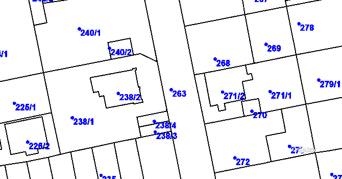 Parcela st. 263 v KÚ Libuš, Katastrální mapa