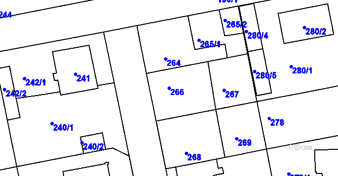Parcela st. 266 v KÚ Libuš, Katastrální mapa