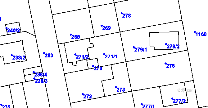 Parcela st. 271/1 v KÚ Libuš, Katastrální mapa