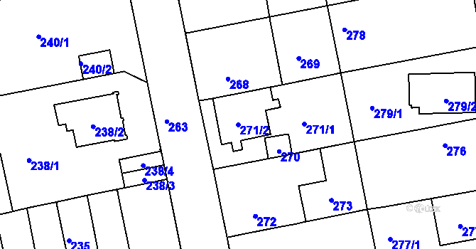 Parcela st. 271/2 v KÚ Libuš, Katastrální mapa
