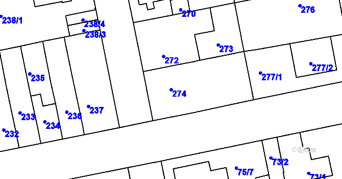 Parcela st. 274 v KÚ Libuš, Katastrální mapa