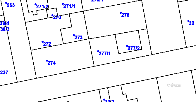 Parcela st. 277/1 v KÚ Libuš, Katastrální mapa