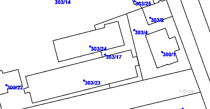 Parcela st. 303/17 v KÚ Libuš, Katastrální mapa