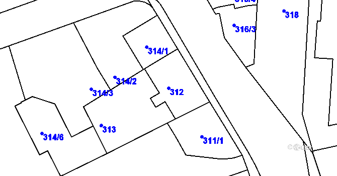 Parcela st. 312 v KÚ Libuš, Katastrální mapa