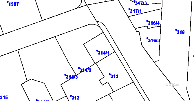 Parcela st. 314/1 v KÚ Libuš, Katastrální mapa