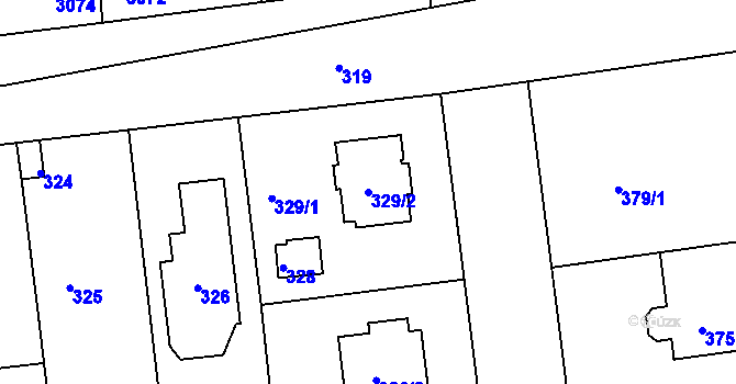 Parcela st. 329/2 v KÚ Libuš, Katastrální mapa