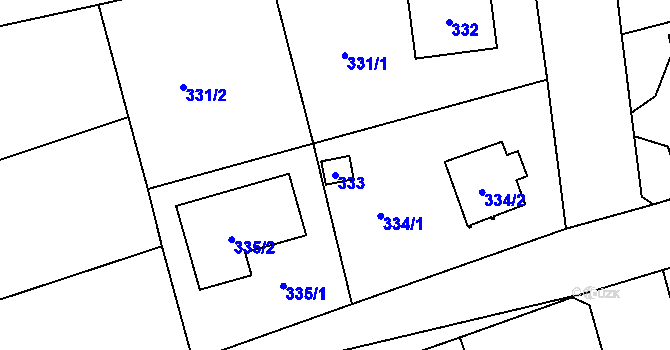 Parcela st. 333 v KÚ Libuš, Katastrální mapa