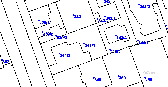 Parcela st. 341/1 v KÚ Libuš, Katastrální mapa