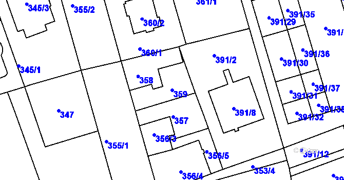 Parcela st. 359 v KÚ Libuš, Katastrální mapa