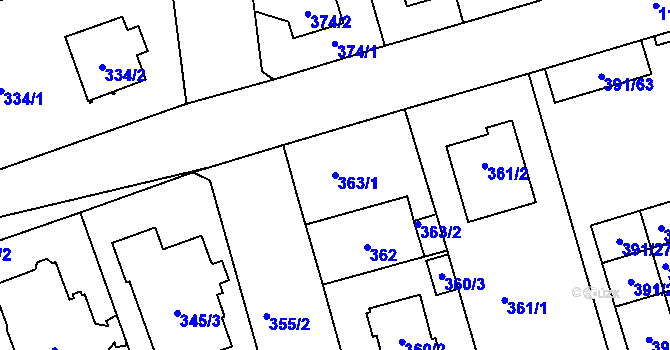 Parcela st. 363/1 v KÚ Libuš, Katastrální mapa