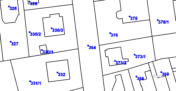 Parcela st. 364 v KÚ Libuš, Katastrální mapa