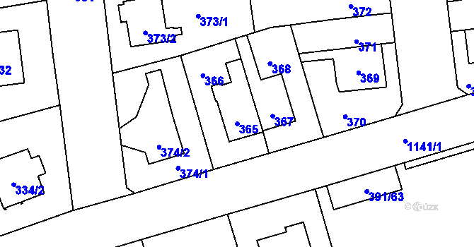 Parcela st. 365 v KÚ Libuš, Katastrální mapa