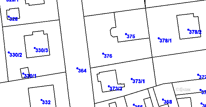 Parcela st. 376 v KÚ Libuš, Katastrální mapa