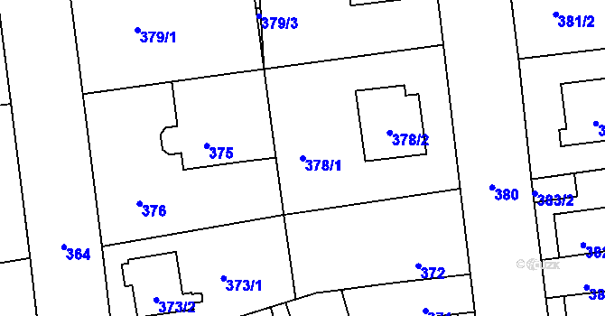 Parcela st. 378/1 v KÚ Libuš, Katastrální mapa