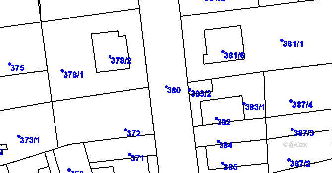 Parcela st. 380 v KÚ Libuš, Katastrální mapa