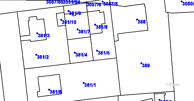 Parcela st. 381/5 v KÚ Libuš, Katastrální mapa