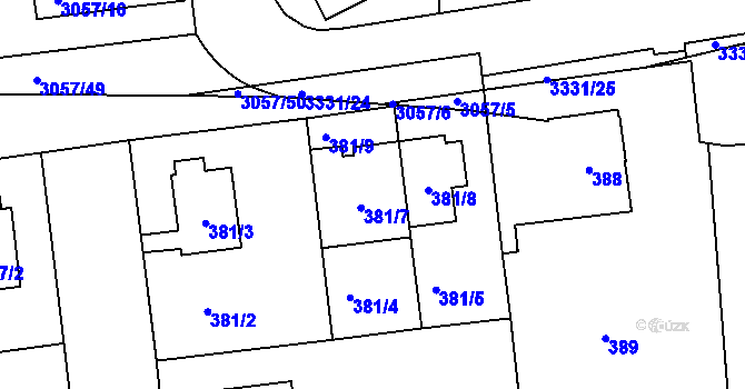 Parcela st. 381/7 v KÚ Libuš, Katastrální mapa