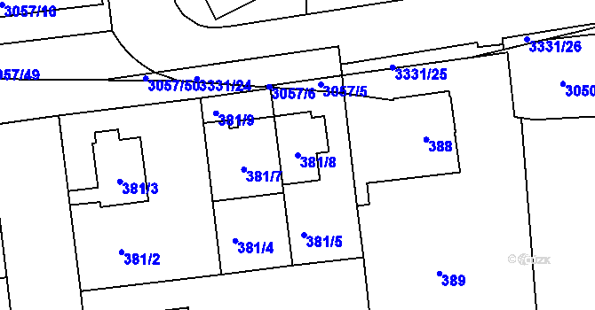 Parcela st. 381/8 v KÚ Libuš, Katastrální mapa