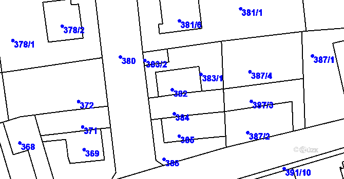 Parcela st. 382 v KÚ Libuš, Katastrální mapa