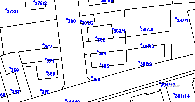 Parcela st. 384 v KÚ Libuš, Katastrální mapa