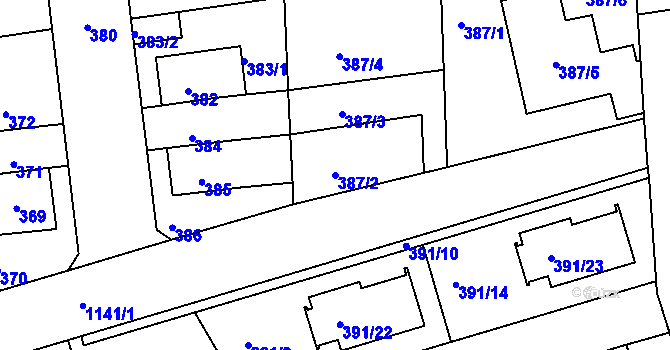 Parcela st. 387/2 v KÚ Libuš, Katastrální mapa