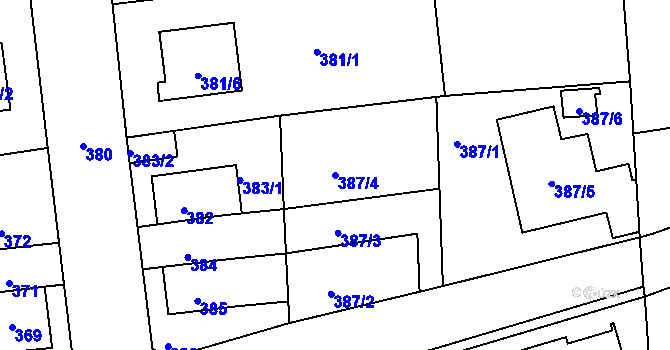 Parcela st. 387/4 v KÚ Libuš, Katastrální mapa
