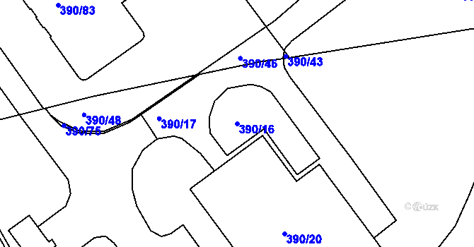 Parcela st. 390/16 v KÚ Libuš, Katastrální mapa