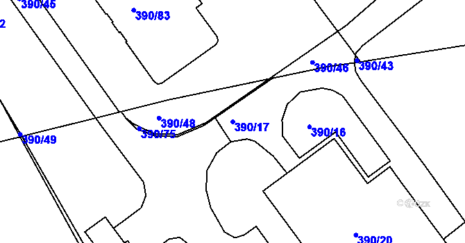 Parcela st. 390/17 v KÚ Libuš, Katastrální mapa