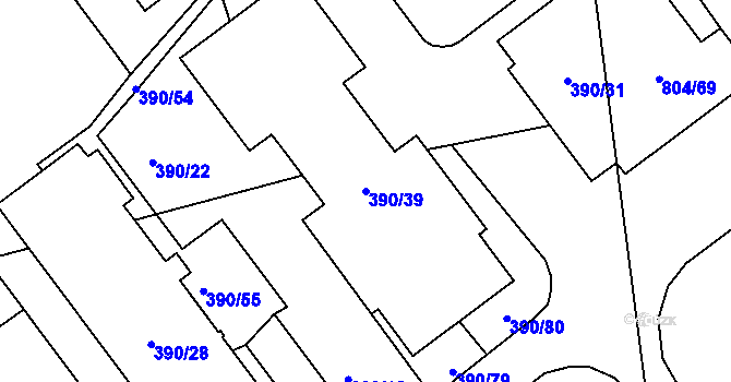 Parcela st. 390/39 v KÚ Libuš, Katastrální mapa