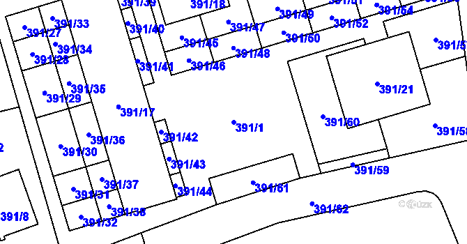 Parcela st. 391/1 v KÚ Libuš, Katastrální mapa