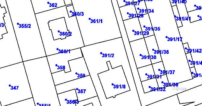 Parcela st. 391/2 v KÚ Libuš, Katastrální mapa