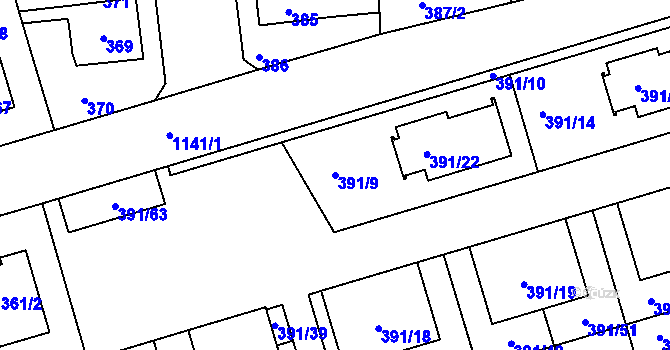 Parcela st. 391/9 v KÚ Libuš, Katastrální mapa