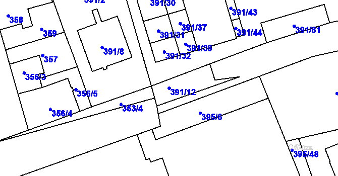 Parcela st. 391/12 v KÚ Libuš, Katastrální mapa
