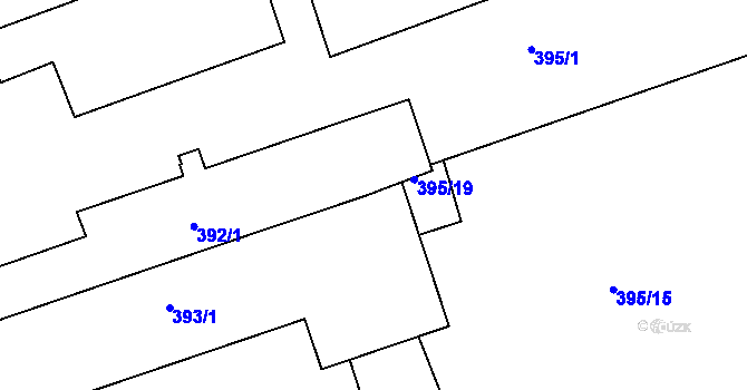 Parcela st. 393/4 v KÚ Libuš, Katastrální mapa